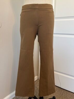 Theory Beige-Tan Tailored Trousers cigarette cropped 2